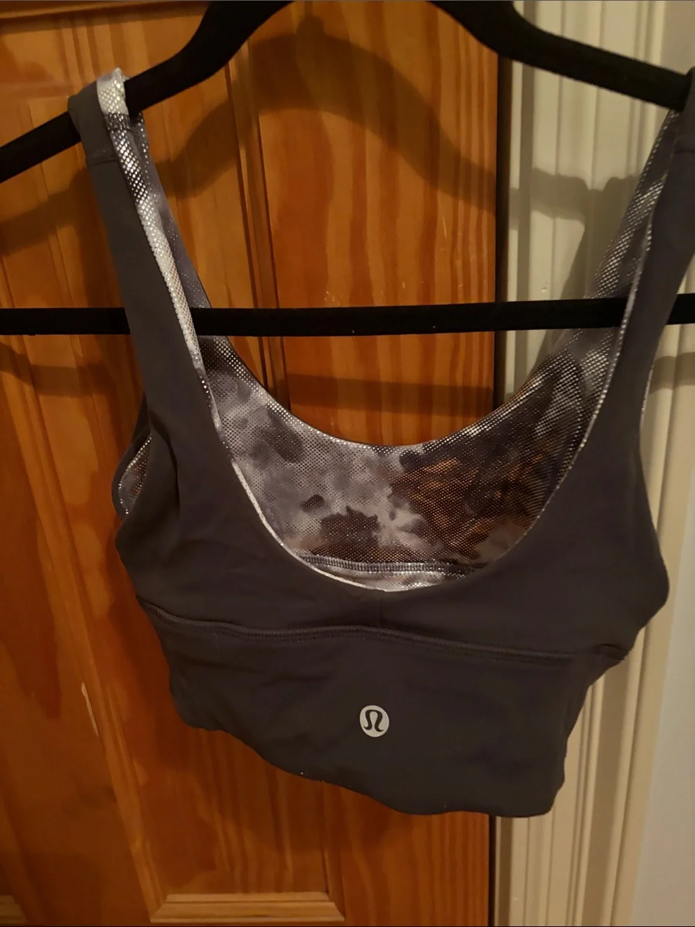 lululemon athletica Tie-Dye Scoop Sports Bra in Gray and silver; reversible